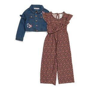 YOUNG HEARTS Little Girls Jumpsuit & Jacket Set Multicolor | 6
